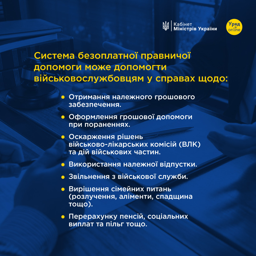 Як військовослужбовцям отримати безоплатну правничу допомогу