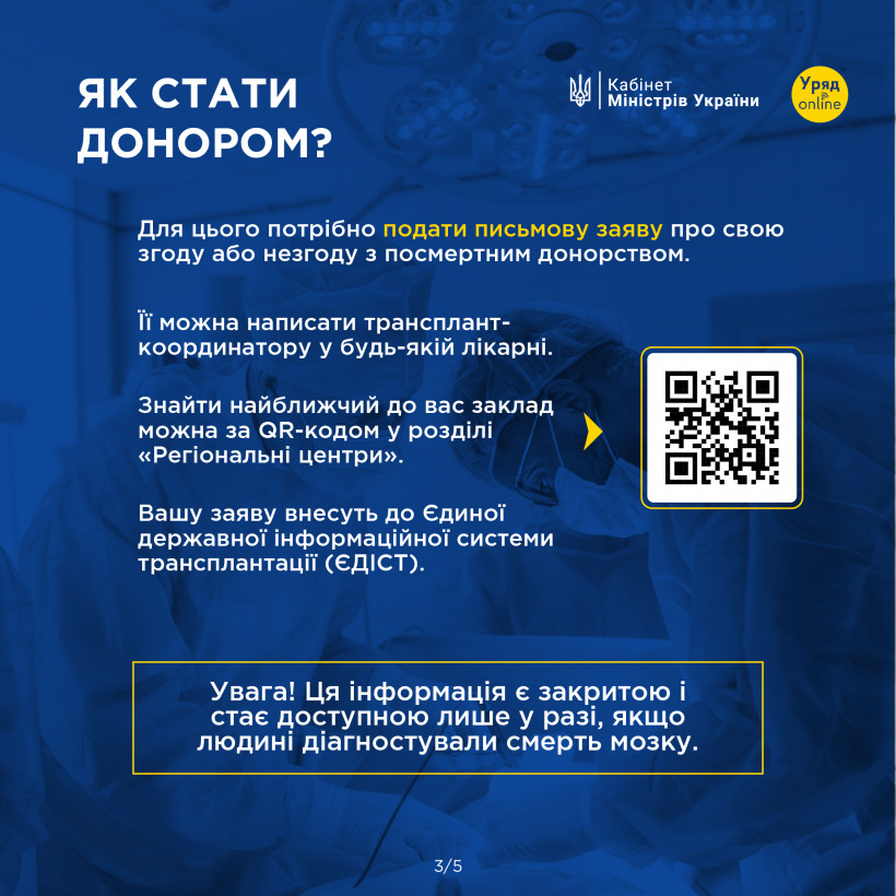 В Україні офіційно можна стати посмертним донором органів